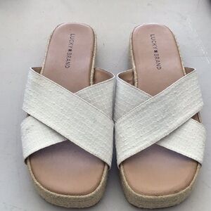 Lucky brand espadrille sandal strap cream beige sz 9 nwt